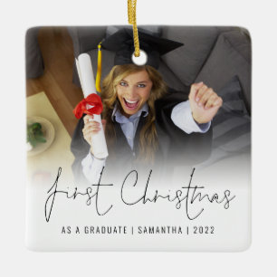 Foton Namn år första jul som Student Julgransprydnad Keramik