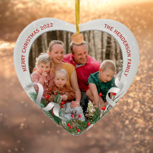 Foton om familjen Gräs Ram under jul, Silver Holly Julgransprydnad Keramik