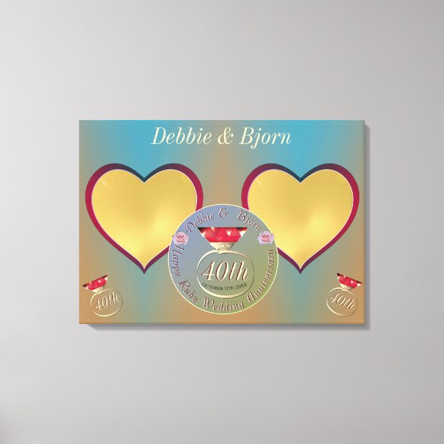 Foton på 40:e Bröllop-årsdagen Canvastryck (Framsida)