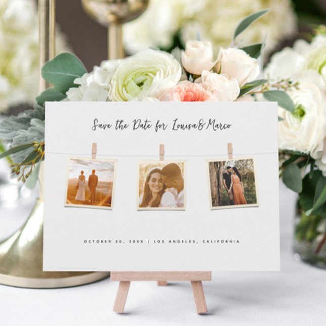 foton på klädstreckskollage  spara datumet (Skapare uppladdad)