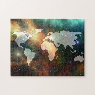 Foton på World Map Galaxy Stars Pussel