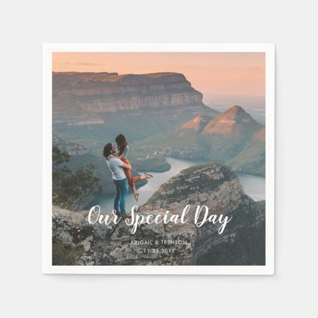 Foton personligt bröllp-dagen pappersservett (Framsidan)