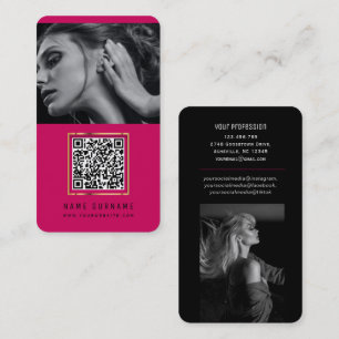 foton qr-kodskannerbar streckkod modern shock rosa visitkort