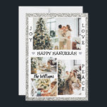 Foton silver Joy Kärlek Peace lycklig Hanukkah Gli Julkort<br><div class="desc">Det här kortet har ett modernt silver glitter ram med fyra (fyra)favoritbilder från personligens familj helgdag! Med glädje, kärlek och fred ord som är anpassade. Du kan ändra familjen namn genom att klicka på alternativet Anpassa den. Skicka det här kortet till alla dina kära för att önska dem en lycklig...</div>