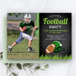 Foton till Chalkboard Kids Football Födelsedagsfes Inbjudningar<br><div class="desc">Akta dina gäster med det här coola fotbollstemat födelsedagsfest inbjudan, som har en amerikansk fotboll och en hjälm med modern typografi mot en bakgrund av en schalkboard. Lägg helt enkelt till din händelseinformation på den här lättåtkomliga mallen och lägg till det här kortet med ditt barns favoritfoto för att göra...</div>