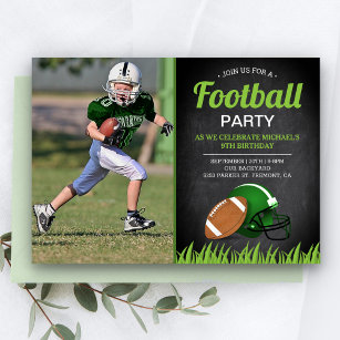 Foton till Chalkboard Kids Football Födelsedagsfes Inbjudningar