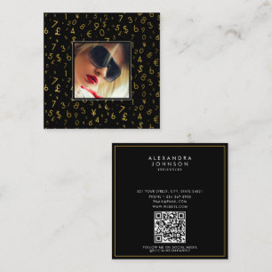 Foton till Guld Luxury Number Currency Influencer Fyrkantigt Visitkort