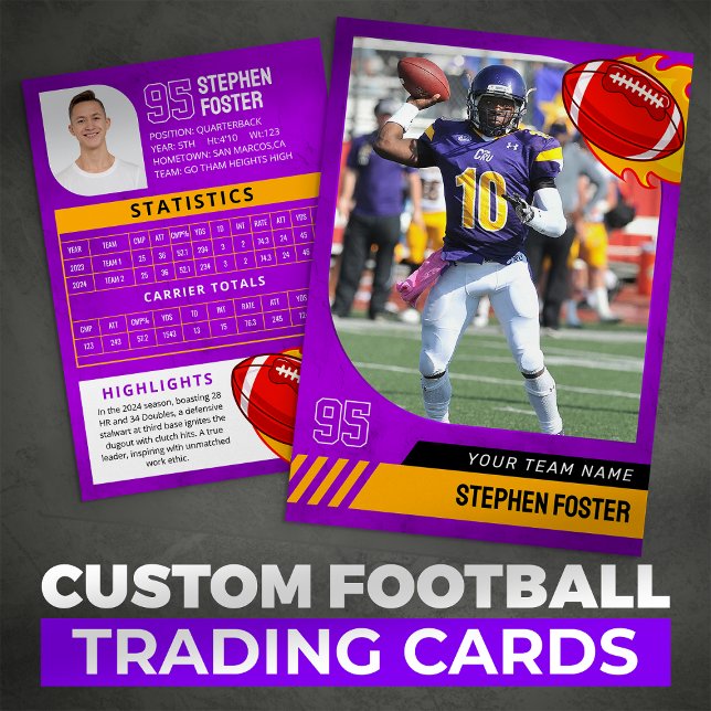 Foton till lila Football Traball Card Sport Player (Skapare uppladdad)