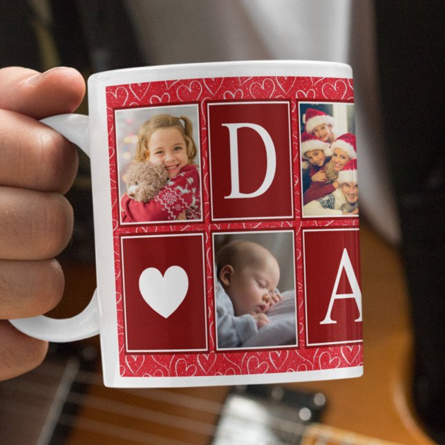 Foton till Multi-Photo Red Heart Mönster Pappa Kaffemugg (Skapare uppladdad)