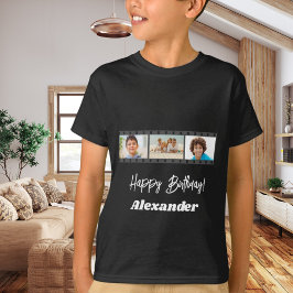 Fotonamnfilm för födelsedags pojke svart t shirt