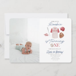 Fotonybörjare Baseball Uniform Boys 1:a födelsedag Inbjudningar