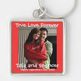 Fotonyckelkedjan Valentines day Fyrkantig Silverfärgad Nyckelring