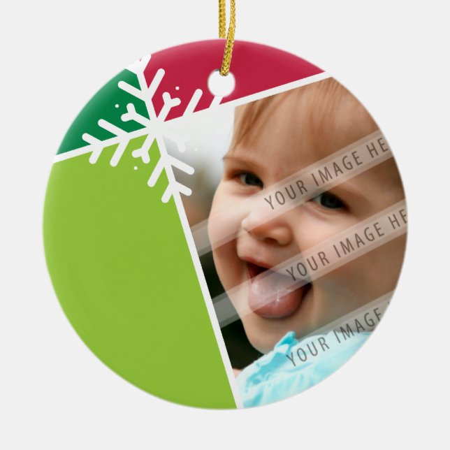 FOTOORNATION: snöflingdissekering 1 Julgransprydnad Keramik (Framsidan)