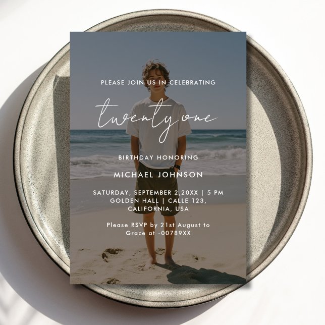 Fotoöverlägg 21:a födelsedag - ​ inbjudningar (Skapare uppladdad)
