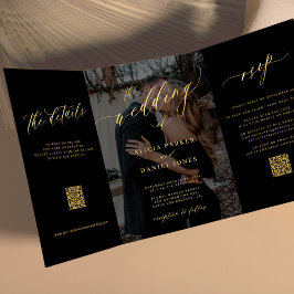 Fotoöverlägg av svart OSA i guld QR bröllop