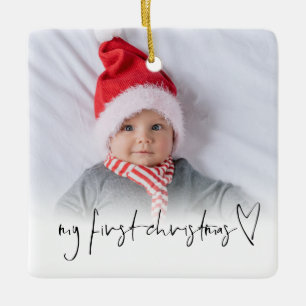 Fotoöverlägg Baby Första juldagen Namn Julgransprydnad Keramik
