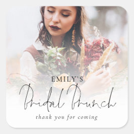 Fotoöverlägg Bröllopsfest Brunch Favor Fyrkantigt Klistermärke