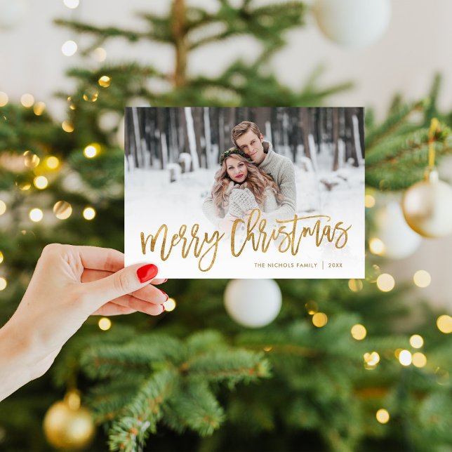Fotoöverlägg för God jul Guld Julkort (Skapare uppladdad)