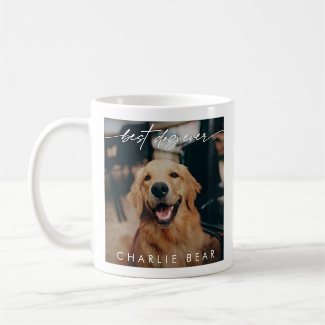 Fotoöverlägg för modern bästa Hund någonsin-Mörk Kaffemugg (Vänster)