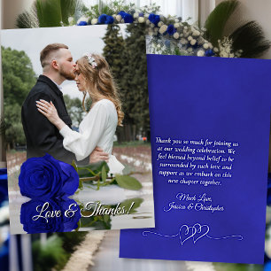 Fotoöverlägg för royal Blue Ro Elegant bröllop Tack Kort
