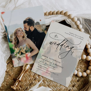 Fotoöverlägg Modern Elegant Calligraphy Bröllop Inbjudningar