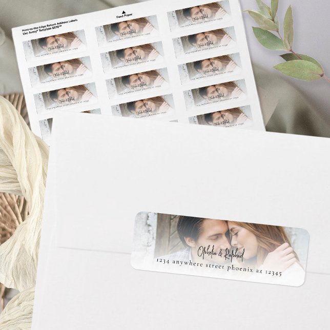 Fotoöverlägg Modern Returadress Bröllop Etikett (Skapare uppladdad)