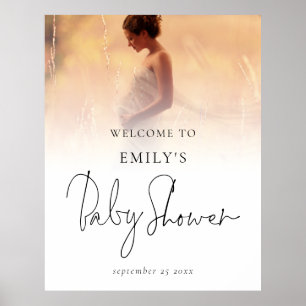 Fotoöverlägg Modern Script Välkomstbabyvisningspro Poster