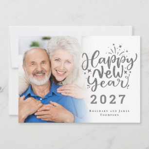 Fotoöverlägg Silver Glitter Gott Nytt År 2026 Julkort
