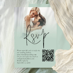 Fotoöverläggningsskript QR Sage Bröllop OSA Card Inbjudningar
