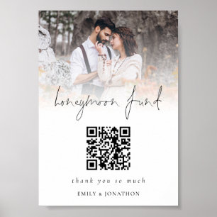 Fotoöverlagring QR-kod Bröllopspresent Honeymoon F Poster