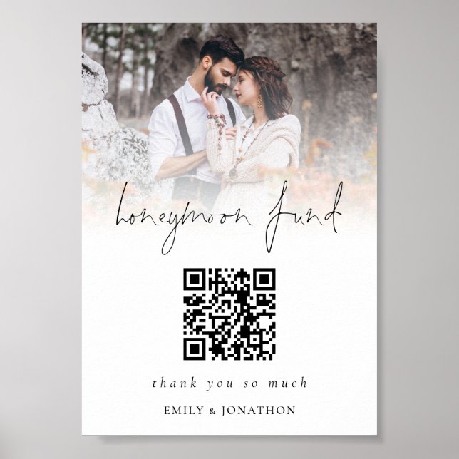 Fotoöverlagring QR-kod Bröllopspresent Honeymoon F Poster (Framsidan)
