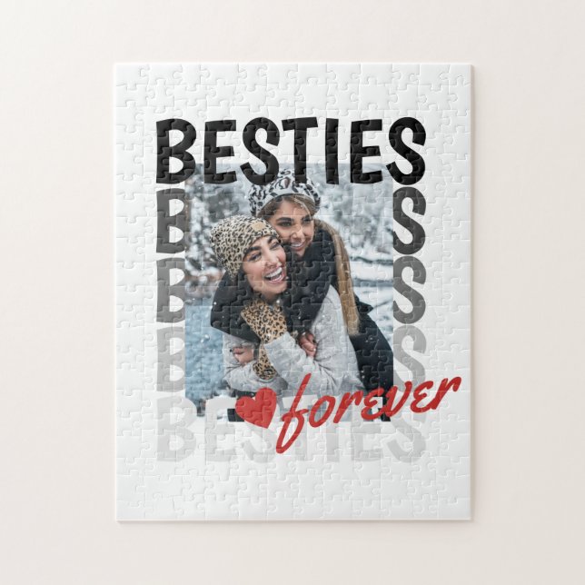 Fotoöverlappning av Besties Forever Typography-fot Pussel (Vertikal)