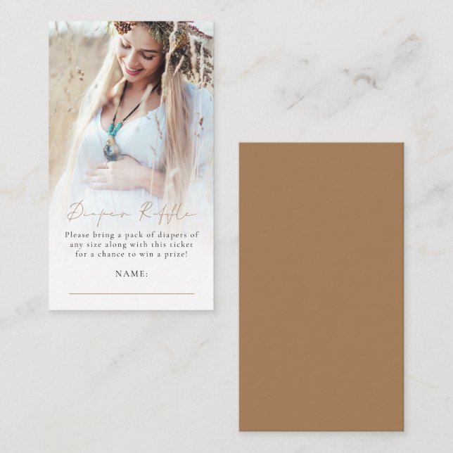 Fotoövertäckningsdagbok Raffle Guld Baby Shower Tilläggskort (Fram/baksida)