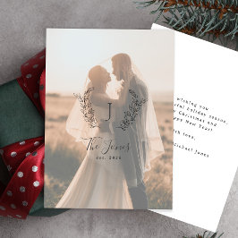 Fotoövertäckt nylweds namn monogrammad elegant julkort
