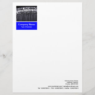 Fotopanel - blå - skrivmaskin brevhuvud