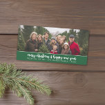 Fotopanoramisk i stor familj - minimal - grönt julkort<br><div class="desc">Vintage grönt Plade Mönster på baksidan - En enkel,  minimalistisk Julhälsningar med ställe för ett stort gruppfoto eller ett panoramafoto. Minimal design med modern kalligrafi.</div>
