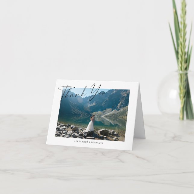 Fotopappad Bröllop-fotofil med minimalistisk elega Tack Kort (Framsida)