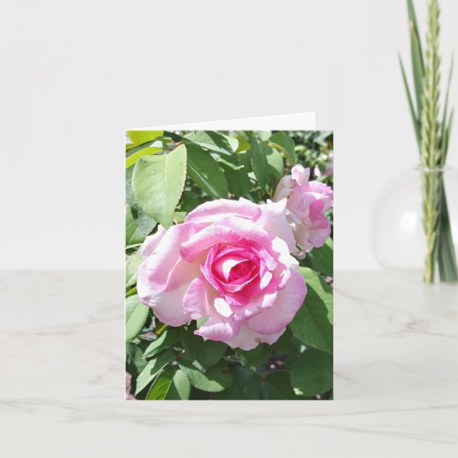 Fotopappat anteckningskort för rosa ros (Framsida)