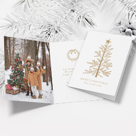 Fotopappat för Guld minimala jul Gräs Träd Helgkort