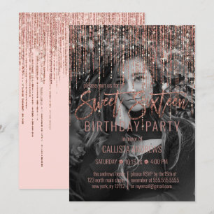Fotopapper 16 för rosa ros Glitter 16 Inbjudningar