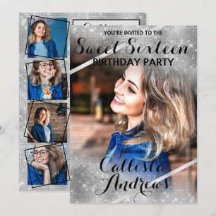 Fotopapper 16 för silver Glitter-säten Inbjudningar