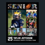 Fotopassage för fotbollsspelare Senior Natt Sports Poster<br><div class="desc">Personlig fotbolls-EM för idrottsman- och fotbollsspelare. Anpassadets fotogåva är en perfekt för en överordnad kväll, sportutmärkelsen eller födelsedagspresent till din idrottsman son, dotter eller student. Det är ett underbart sätt att visning dyrbara stunder och minnen från deras idrottsspel. Poster innehåller en samling foton och kan anpassas med namn, skolteam, klassår...</div>