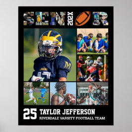 Fotopassage för fotbollsspelare Senior Natt Sports Poster