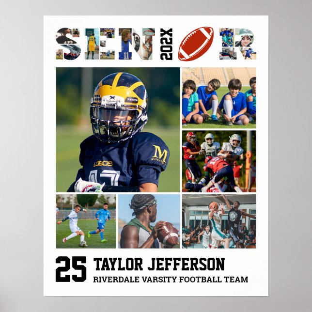 Fotopassage för fotbollsspelare Senior Natt Sports Poster (Framsidan)