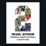 Fotopassage för Player nummer 2 - ledande idrottsg Poster<br><div class="desc">Personligens fotokollage för spelare nummer 2. Anpassadets fotogåva är en perfekt för en överordnad kväll, sportutmärkelsen eller födelsedagspresent till din idrottsman son, dotter eller student. Det är ett underbart sätt att visning dyrbara stunder och minnen från deras idrottsspel. Poster innehåller en samling foton och kan anpassas med namn, skolteam, klassår...</div>