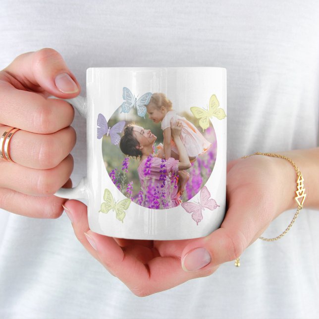 Fotopastel Butterflies Cute lycklig Mors dag Kaffemugg (Skapare uppladdad)