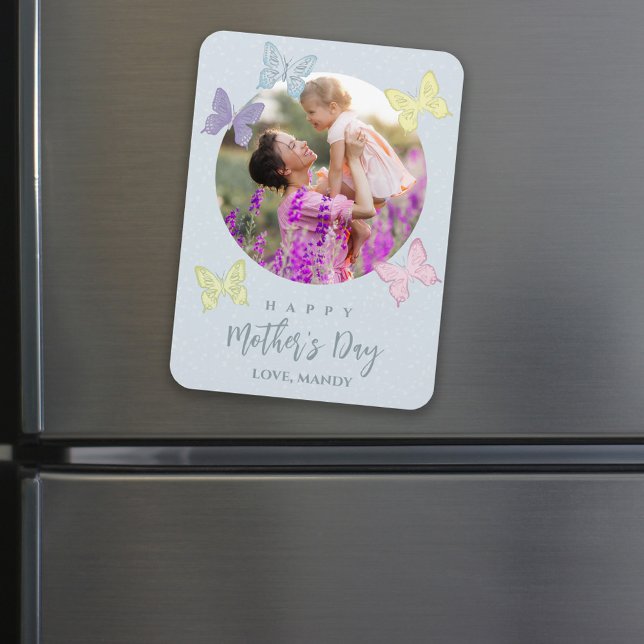Fotopastel Cute Butterflies lycklig Mors dag Magnet (Skapare uppladdad)