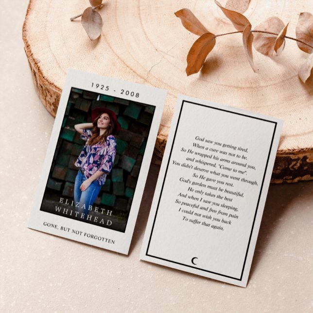 Fotopatecken - Prayer-kort Visitkort (Large photo memorial card that is a perfect keepsake at your loved ones celebration of life.)