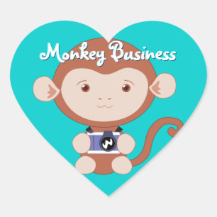 Fotopaterns monkey-stickers hjärtformat klistermärke