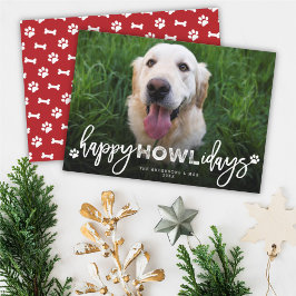 Fotopet Hund älskare i Lycklig Howlidays-penselskr Julkort